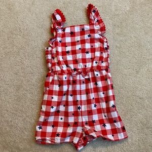 Red Plaid with Stars Romper